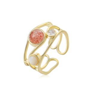 טבעת פתוחה עם אבנים טבעיות