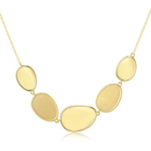 שרשרת כסף אליפסה מצופה זהב מבריק ומוברש