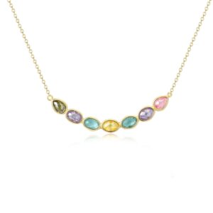 שרשרת פלטה בשילוב אבנים צבעוניות